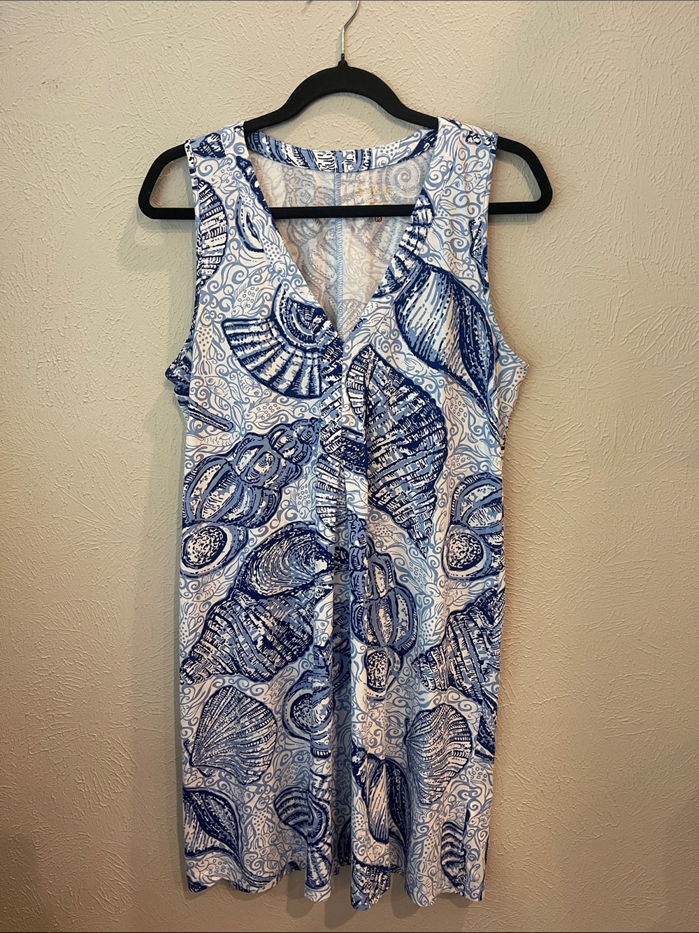 Lilly Pulitzer Sleeveless Blue Shell Print Summer Dress. Size Medium